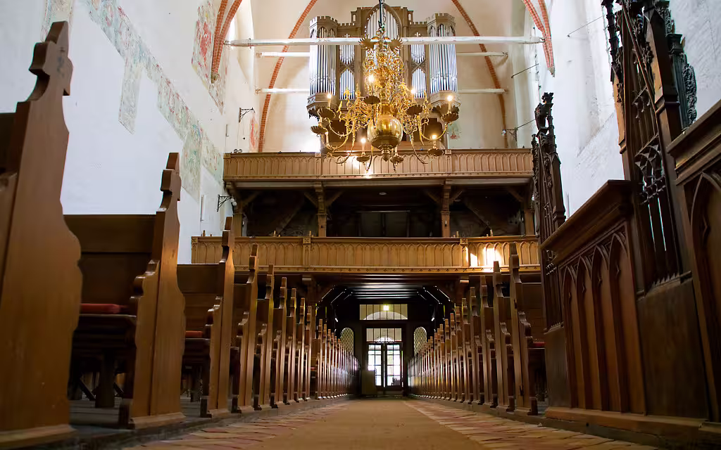 Blick auf die Orgel im Kloster Rhena