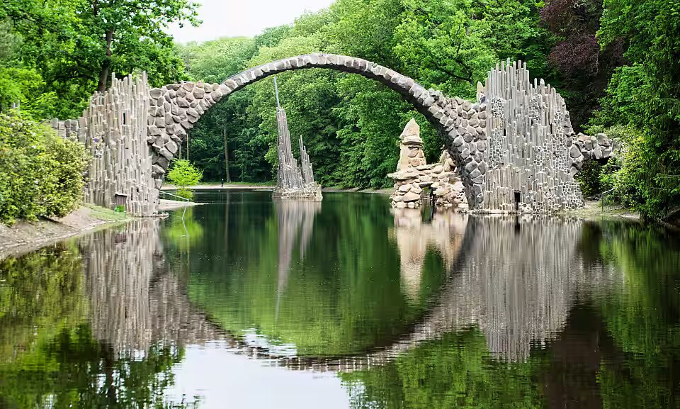 This unique looking bridge is located in a small park in Saxony, Germany. This bridge is also called Devil's Bridge because legend has it that only a devil could have built this construction. The bridge was built in 1860.